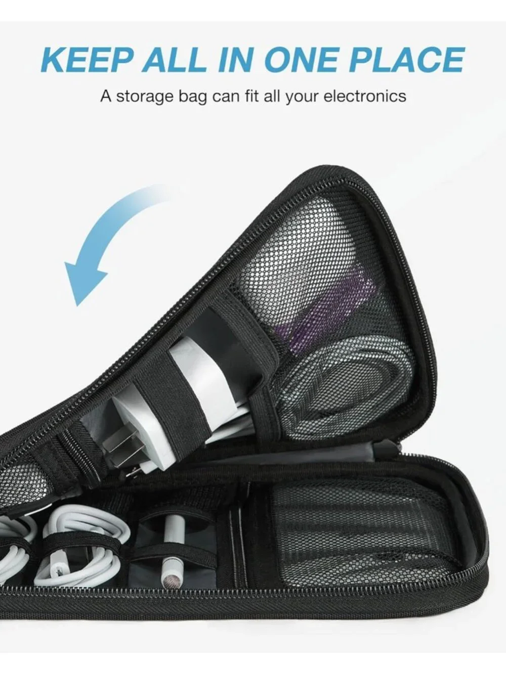 Large Electronic Organizer Travel Case for Tech Accessories, Cord Storage & More